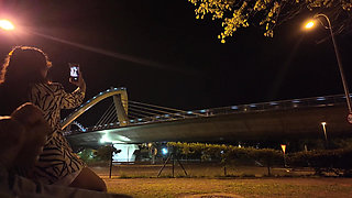 An exhibitionist came to a whore at the spot. She doesn't know what to do with him.