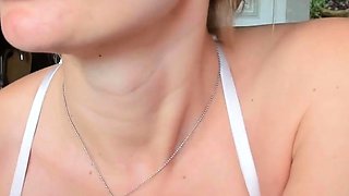 Blonde Solo Webcam Girl in Public BDSM Fingering