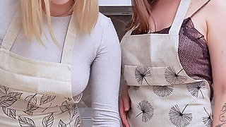 Lesbians Are Cooking in the Kitchen! but Big Hard Cock in Their Ass and Pussy Stopped It…