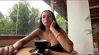 Working on Laptop, Boobs Flashing in Public Co-working Space