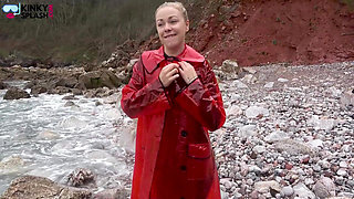 Shiny Pvc Over Neoprene Wet Beach JOI & Play