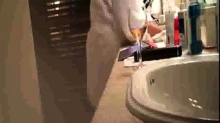 busty Stepmom smoking, drinking and naked