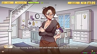 Gobbling the principal's vulva on the desk in a high school adventure