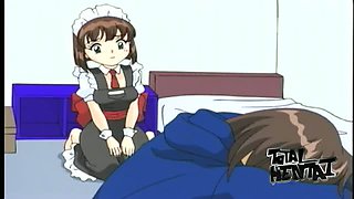 Cute looking maid gets her hungry pussy polished missionary style