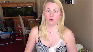 British bimbo milks her big boobs for Youtube