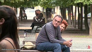 Naked Spanish babe fucked in public