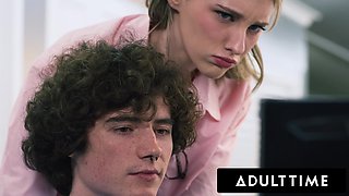 Lewd Tinka Melody Marks convinces her boyfriend to fuck her at work! Stepfather in the hallway!