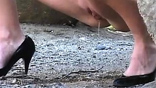 Public Exposure Fucking Myself With High Heels and Pissing