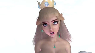 Princess peach rides a big dildo : Super Mario hentai parody
