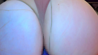 Big Ass Ripping Nylon Pantyhose and Riding Bad Dragon Dildo POV Reverse Cowgirl