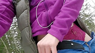 Cute small tits, girl with glasses, public