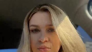 Blonde Babe Driving Around Like a Slut in Car