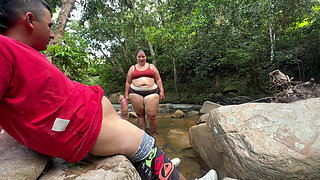 Man Shows and Masturbates Cock Near an Unknown Woman