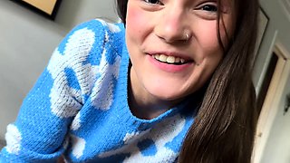 Pigtailed amateur teen blowjob