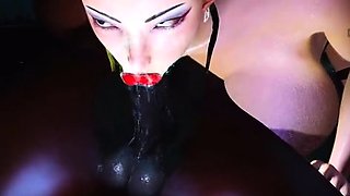 Chun-Li gets a mouthful of cum then sucks on a huge sweaty