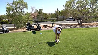 Golfing with Busty Blonde Slut - Public Outdoor sex