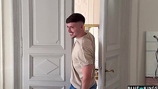 Naughty young woman fucks her two roommates in a 3some