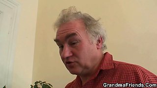 60 years old woman getting double banged