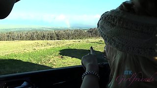 Small tit brunette amateur tugs on a big willie