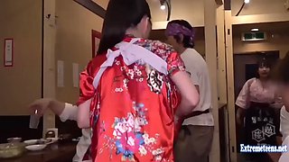 Ayase Himari fucks restaurant customers while others eat fantasy public sex skinny ass idol pounded on tables gets creampie