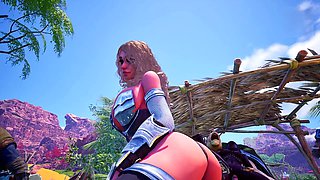 Wild Sin's werewolf knotted and double penetrating elf nymph with lizardman, ending in monster cock anal creampie