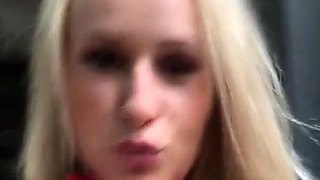 Big Boobed Blonde Masturbates With A Dildo In The Bathroom