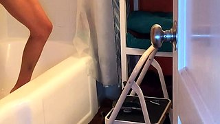 Hot brunette foot fetish play