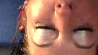 Brunette Babe Deepthroats Huge Cock and Swallows Cum Outdoors