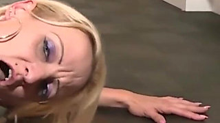 Hot blonde wife gets naked for a good fuck on the kitchen table