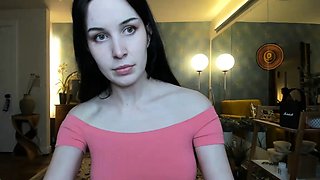 Cute amateur brunette naughty in solo jerking show on camera