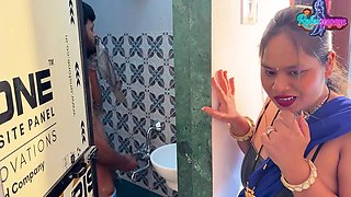 The stepmother caught the son masturbating in the bathroom, then the two had sex together.