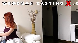 Tattooed redhead in glasses got double penetrated