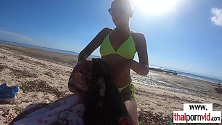 Amateur Porn Thai young babe banged a BWC at beach