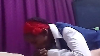Black Girl Sucks and Rides White Cocl in Uniform