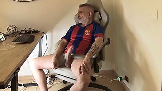 Hung dad strokes his big cock