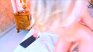 Hot Busty Blonde Playing with Her Dildo in Bed