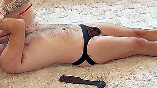 Double Femdom Cuck Punishment - Mars Solo and Misty Addams Punish Their Submissive Cuck Island Boy with Floggers, Paddles, Spank