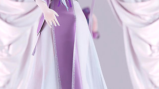 [mmd] Weak Sound Sent Bright Moon Purple Ancient Style Hanfu Big Tits Exposed Small Pussy White Tiger
