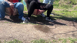 Girlfriends Peeing at the Rest Stop!