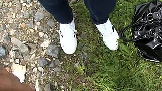 Natural Amateur blowjob outdoors exposed