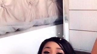 Busty curly brunette with big boobs fucks on couch