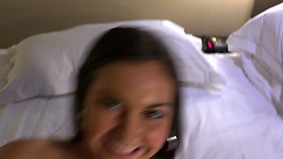 Amateur teen gives a blowjob POV style