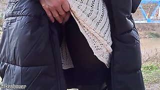 Amateur MILF Sandra Falkenhauer Outdoor Walking Compilation - Petite Tits, Stockings, Public Fun