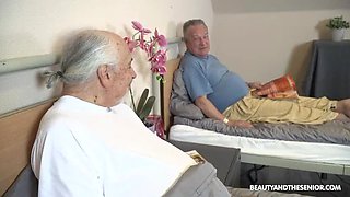 Nurse Nana Garnet Gives Grandpa His Pill With a Deep Throat Blowjob - Young & Old Threesome