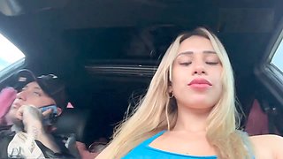 Public blowjob with cum on face as Katty Blake gives a thrilling fellatio