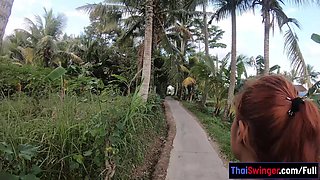 Big ass Thai GF homemade sex in a garden