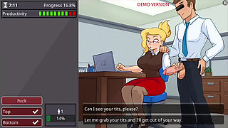 Office girl with big boobs and big ass barely working
