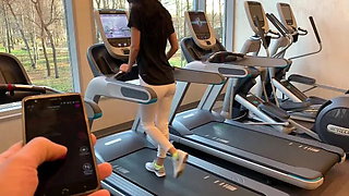 Public Masturbation with Lovense (lush) Part 3. During Fitness in the Gym