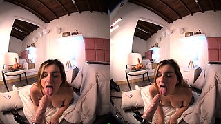 Hot babe with perfect big boobs taking shower