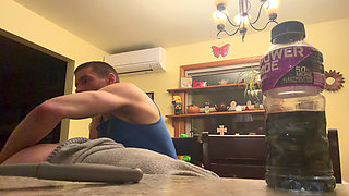 Bend Emo Girl Over Kitchen. Stool in Bright Airy Kitchen Dirty Talk Whole Time